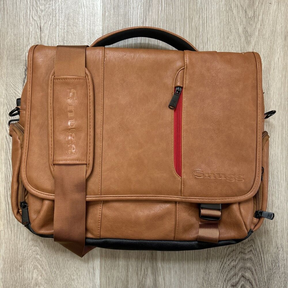 Snugg PU Leather Brown Camel Color 16" Laptop Messenger Shoulder Travel Bag